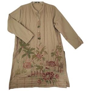Limelight ~Woman Size L~ Brown Kurta Embroidered Dress Tunic Long Sleeve.